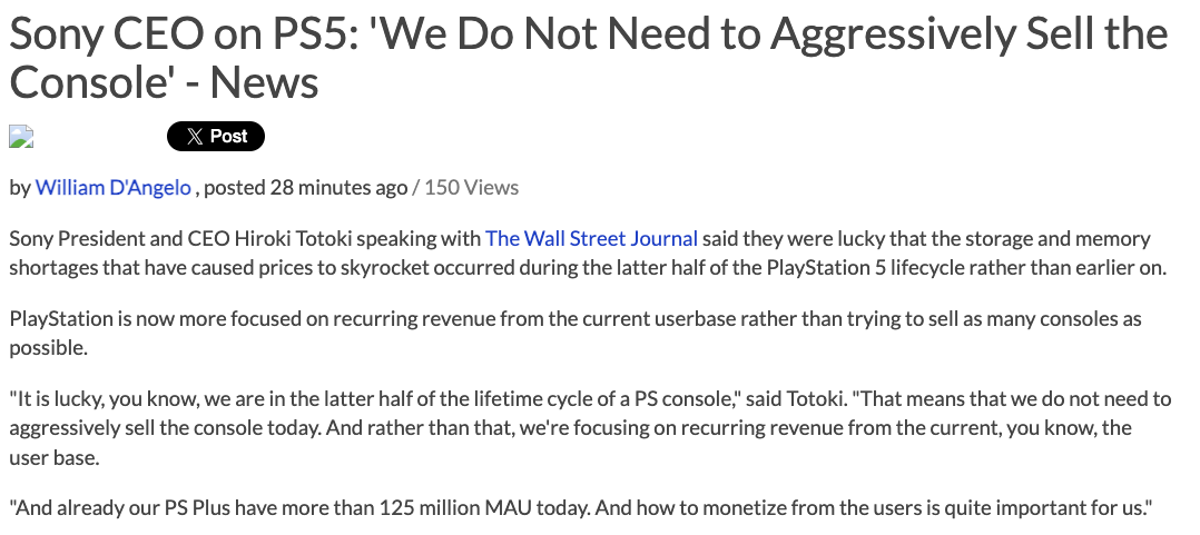 ソニーCEO「任天堂より運がいい」発言に海外ゲーマー反応