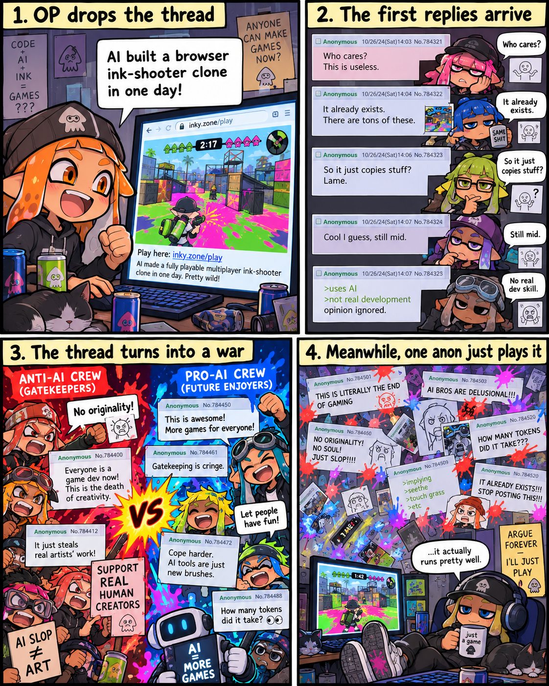 AIが1日で「スプラトゥーン」風ゲームを開発、海外掲示板で賛否