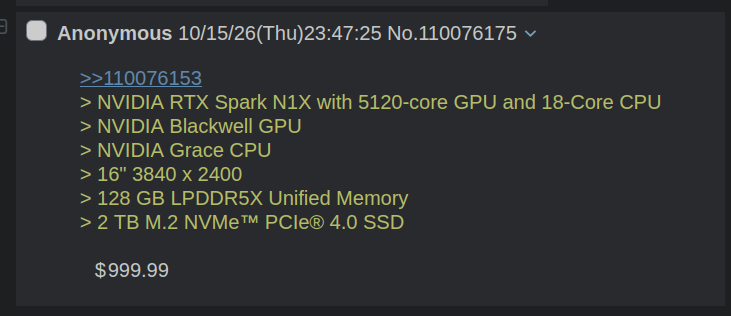 NVIDIAの新型ノートPC「RTX Spark」、海外勢「高すぎる」最上位7000ドル